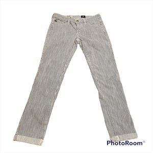 AG Stilt Roll Up Black and White Lo Rise Pinstripe Cuffed Capri Ankle Denim Jean